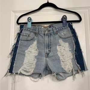 Furst of a Kind Reconstructed Vintage Levi's Distressed Cut-Off Denim Shorts